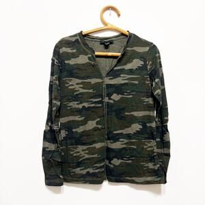 Sanctuary camouflage green long sleeve henley shirt top Size XS